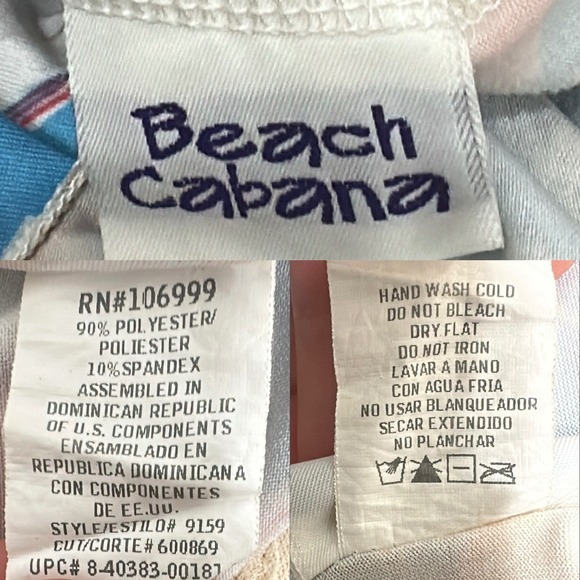 VTG 90s Hawaii Postcard Print One Piece Swimsuit Blue Tropical Floral Small - Picture 12 of 12